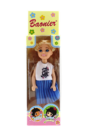 Baonier Mavi Etekli 14cm Sarışın Tekli Kız Bebek Kız Erkek Çocuk Oyuncak Eğitici Oyuncaklar