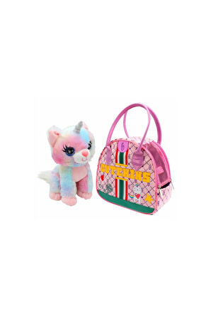 Cutekins Peluş Caticorn Posh Taşıma Çantalı Kız Erkek Çocuk Oyuncak Eğitici Oyuncaklar