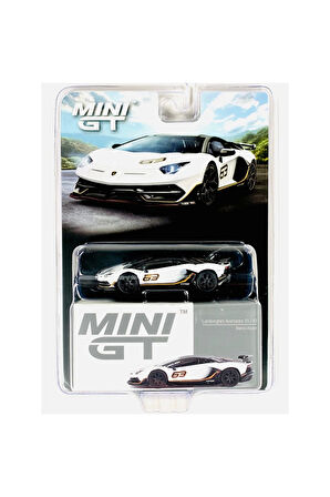 Mini GT 1/64 Lamborghini Aventador SVJ 63 Bianco Asopo Kız Erkek Çocuk Oyuncak Eğitici Oyuncaklar