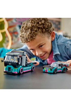 LEGO City Yarış Arabası ve Araba Taşıyıcı Kamyon 60406 Kız Erkek Çocuk Oyuncak Eğitici Oyuncaklar