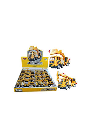 YH-711-54A SÜRTMELİ METAL 1:50 SARI VİNÇ VE Kız Erkek Çocuk Oyuncak Eğitici Oyuncaklar