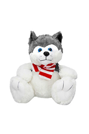1030 Oturan Husky Atkılı Köpek 30cm Kız Erkek Çocuk Oyuncak Eğitici Oyuncaklar