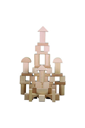 CS-8832 Natural Ahşap Blok Seti 50 Parça -Chiva Kız Erkek Çocuk Oyuncak Eğitici Oyuncaklar