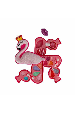 Flamingo Şekilli 3 Katlı Makyaj Güzellik Seti Kız Erkek Çocuk Oyuncak Eğitici Oyuncaklar