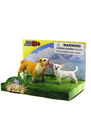 Buldog ve Şivava (Chihuahua) Model Hayvan Köpek Kız Erkek Çocuk Oyuncak Eğitici Oyuncaklar