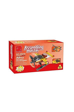 Ausini Assembling Master 3 in 1 52 Parça Helikopterler Kız Erkek Çocuk Oyuncak Eğitici Oyuncaklar