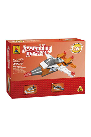Ausini Assembling Master 3 in 1 62 Parça Hava Araçları Kız Erkek Çocuk Oyuncak Eğitici Oyuncaklar