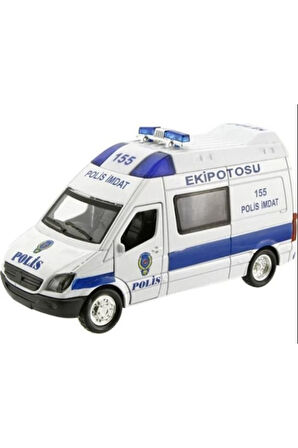 Çek Bırak Metal Sesli Ve Işıklı Polis Minibüsü Kız Erkek Çocuk Oyuncak Eğitici Oyuncaklar