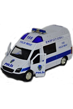 Çek Bırak Metal Sesli Ve Işıklı Polis Minibüsü Kız Erkek Çocuk Oyuncak Eğitici Oyuncaklar
