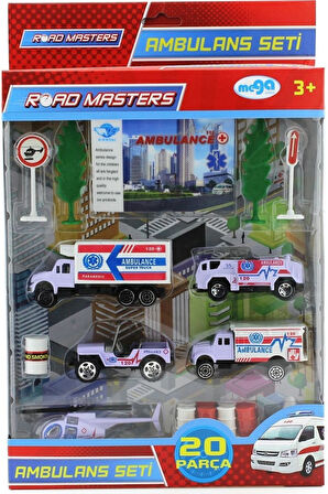 Helikopterli Metal Ambulans Seti Jp9105 Kız Erkek Çocuk Oyuncak Eğitici Oyuncaklar