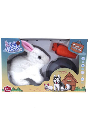 Sesli ve Hareketli Beyaz Peluş Yavru Tavşan Kız Erkek Çocuk Oyuncak Eğitici Oyuncaklar