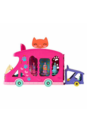 HPB34 Enchantimals Kedi Temalı Moda Otobüsü Kız Erkek Çocuk Oyuncak Eğitici Oyuncaklar