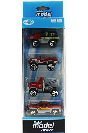 4'Lü Die Cast İtfaiye Seti Kız Erkek Çocuk Oyuncak Eğitici Oyuncaklar
