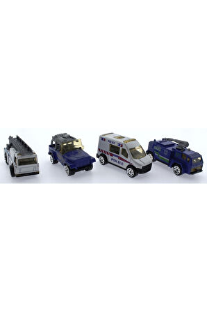 4'Lü Die Cast Polis Seti Kız Erkek Çocuk Oyuncak Eğitici Oyuncaklar
