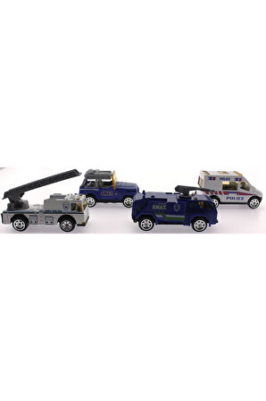 4'Lü Die Cast Polis Seti Kız Erkek Çocuk Oyuncak Eğitici Oyuncaklar