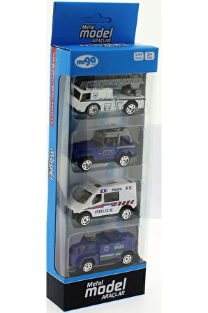 4'Lü Die Cast Polis Seti Kız Erkek Çocuk Oyuncak Eğitici Oyuncaklar