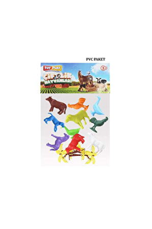 676 Toy Play 12 Parça Renkli Mini Çiftlik Hayvanları Figür Seti 4-6cm Kız Erkek Çocuk Oyuncak Eğitic