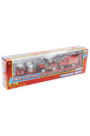 Die Cast Metal Tırlı ve Jeepli İtfaiye Seti Kız Erkek Çocuk Oyuncak Eğitici Oyuncaklar
