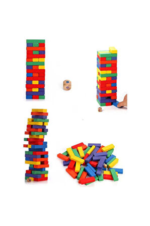 Playwood Renkli Ahşap Denge Oyunu 54 Parça Kız Erkek Çocuk Oyuncak Eğitici Oyuncaklar