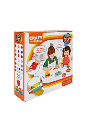 Crafy Süper Burger Oyun Hamuru Seti 200 gr. 12 Parça Kız Erkek Çocuk Oyuncak Eğitici Oyuncaklar