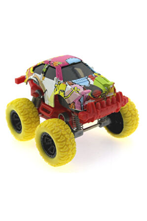Die Cast Çizgi Film Desenli Sarı Teker Araba Kız Erkek Çocuk Oyuncak Eğitici Oyuncaklar