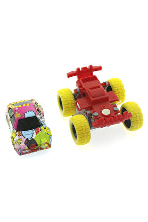 Die Cast Çizgi Film Desenli Sarı Teker Araba Kız Erkek Çocuk Oyuncak Eğitici Oyuncaklar