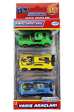 Die Cast Metal 3'lü Yarış Arabaları Yeşil Araçlı Kız Erkek Çocuk Oyuncak Eğitici Oyuncaklar