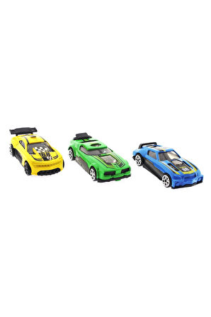 Die Cast Metal 3'lü Yarış Arabaları Yeşil Araçlı Kız Erkek Çocuk Oyuncak Eğitici Oyuncaklar