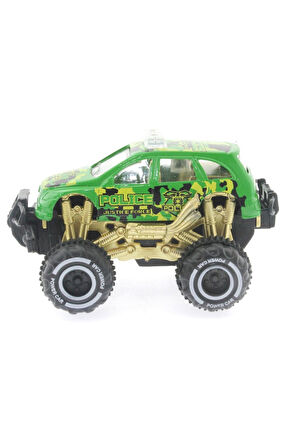 Çek Bırak Mini Off Road Yeşil Polis Aracı Kız Erkek Çocuk Oyuncak Eğitici Oyuncaklar