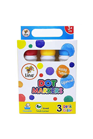 Lino Dot Markers 3'lü Yıkanabilir Kız Erkek Çocuk Oyuncak Eğitici Oyuncaklar