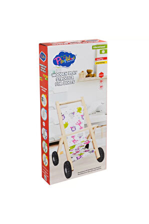 Playwood Ahşap Oyuncak Bebek Arabası Kız Erkek Çocuk Oyuncak Eğitici Oyuncaklar