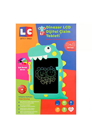LCD Dijital Renkli Dinozor Çizim Tableti 8,5 İnç Kız Erkek Çocuk Oyuncak Eğitici Oyuncaklar