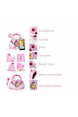 BAO-1706 Mikrofonlu Mp3 Çalar Parti Müzikleri El Çantası Kız Erkek Çocuk Oyuncak Eğitici Oyuncaklar