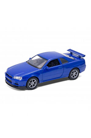 Welly 1:32 Nissan Skyline GTR R34 Çek Bırak Araba Kız Erkek Çocuk Oyuncak Eğitici Oyuncaklar
