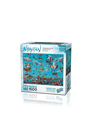 KS Puzzle 1500 Parça Nbaylan Flying Above the City Kız Erkek Çocuk Oyuncak Eğitici Oyuncaklar