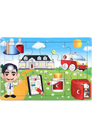 Ahşap Eğitici Puzzle 12 Parça - 1adet Stokta Olan Gönderilir Kız Erkek Çocuk Oyuncak Eğitici Oyuncak