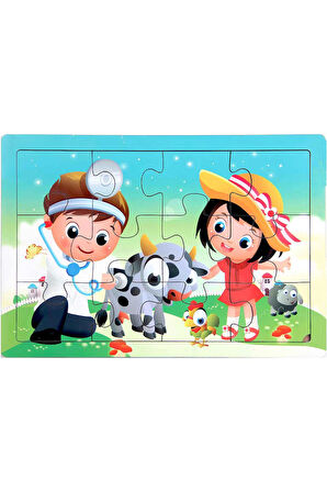 Ahşap Eğitici Puzzle 12 Parça - 1adet Stokta Olan Gönderilir Kız Erkek Çocuk Oyuncak Eğitici Oyuncak