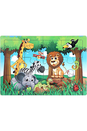 Ahşap Eğitici Puzzle 12 Parça - 1adet Stokta Olan Gönderilir Kız Erkek Çocuk Oyuncak Eğitici Oyuncak