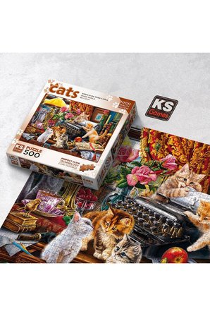 20052 Kittens in the Writer’s Office 500 Parça Puzzle Kız Erkek Çocuk Oyuncak Eğitici Oyuncaklar