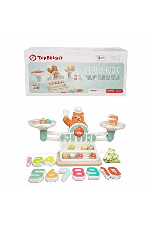 Kız Çocuk Oyuncak Erkek Çocuk Oyuncak Woody Ahşap Manyetik Terazi Alışveriş Oyunu 34 Parça Eğitici O