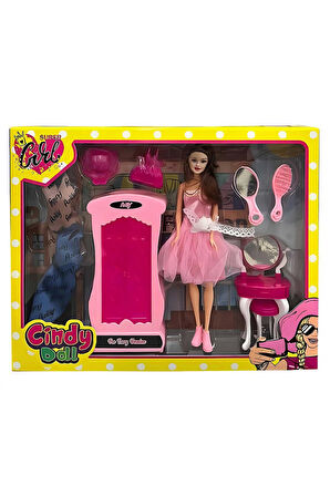 Oydaş Cindy Doll Dolaplı Makyaj Masalı Bebek 02453 Kız Erkek Çocuk Oyuncak Eğitici Oyuncaklar