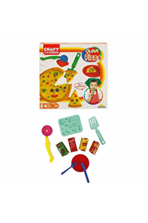 Crafy Çılgın Pizza Oyun Hamuru Seti 200 g 10 Parça Kız Erkek Çocuk Oyuncak Eğitici Oyuncaklar