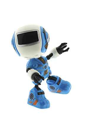 Dekoratif Sesli Işıklı Mini Sevimli Mavi Robot Kız Erkek Çocuk Oyuncak Eğitici Oyuncaklar