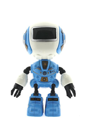 Dekoratif Sesli Işıklı Mini Sevimli Mavi Robot Kız Erkek Çocuk Oyuncak Eğitici Oyuncaklar