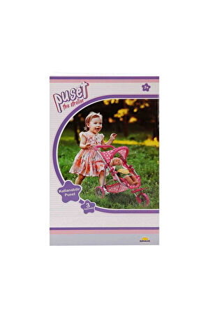 0663 Puantiye Desenli, 3 Tekerlekli ve Tenteli Oyuncak Puset - Sunman Kız Erkek Çocuk Oyuncak Eğitic