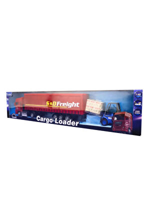 Kutulu Sürtmeli Forklift ve Kırmızı Tır Kız Erkek Çocuk Oyuncak Öğretici Oyuncaklar