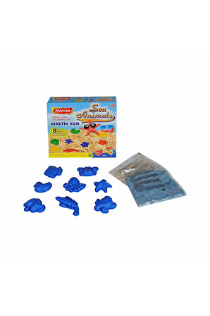 KUM-040 500gr Heroes Kinetik Kum Deniz Hayvanlı Kalıplı Set Kız Erkek Çocuk Oyuncak Eğitici Oyuncakl