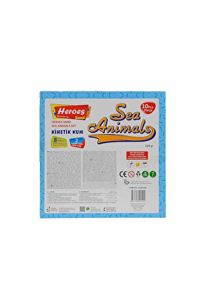 KUM-040 500gr Heroes Kinetik Kum Deniz Hayvanlı Kalıplı Set Kız Erkek Çocuk Oyuncak Eğitici Oyuncakl