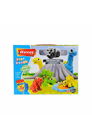 ERN-568 Heroes 3D Dinazor Oyun Hamur Seti - Eren Oyuncak Kız Erkek Çocuk Oyuncak Eğitici Oyuncaklar