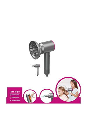 HUA-1019 Sesli ve Işıklı 2IN1 Lüks Saç Şekillendirici Set -Vardem Oyuncak Kız Erkek Çocuk Oyuncak Eğ